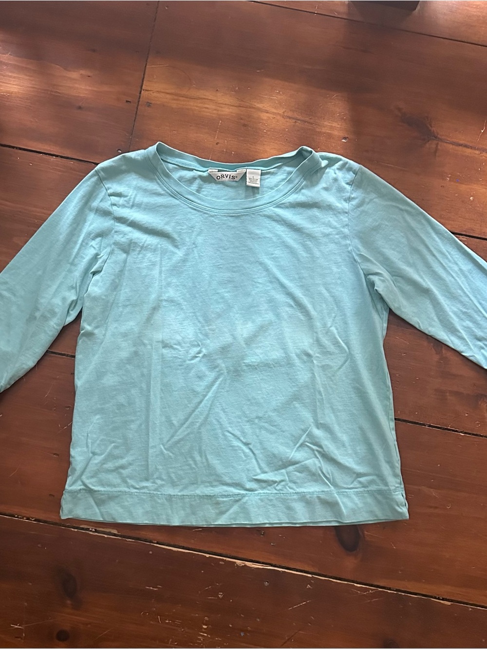 Orvis Women's Pale Aqua Long Sleeve Crew Tee